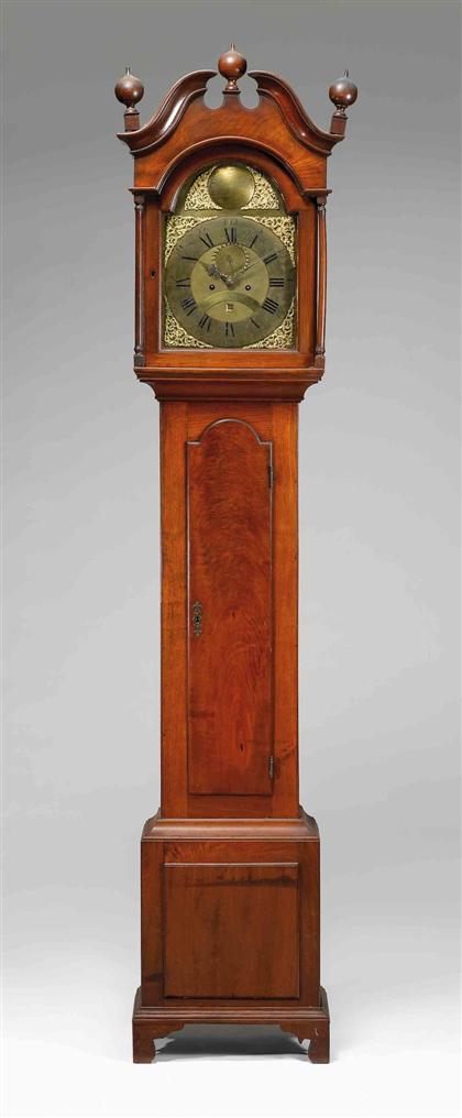 Walnut tall case clock    movement