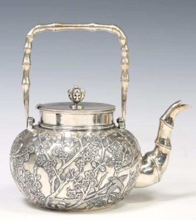 CHINESE EXPORT SILVER TEA KETTLEChinese 2f6000