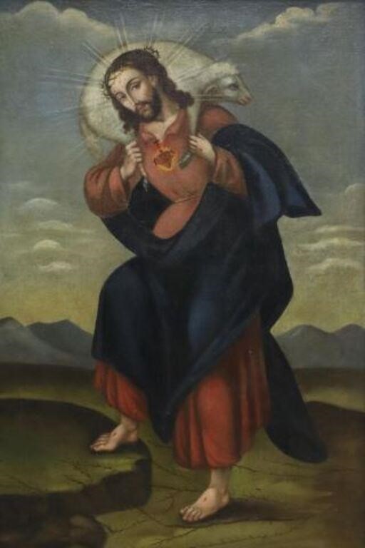 SPANISH COLONIAL PAINTING CHRIST THE