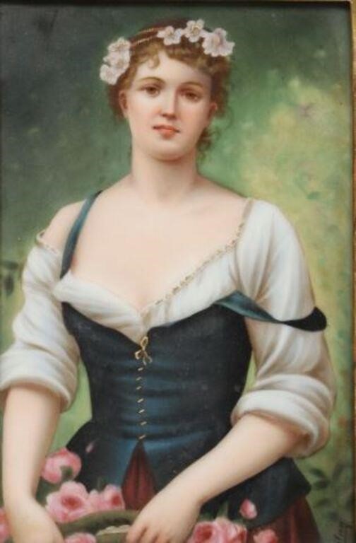 GERMAN HAND PAINTED PORCELAIN PLAQUE 2f6042