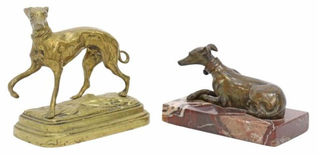 (2) BRONZE SCULPTURES GREYHOUNDS/ WHIPPETS(lot