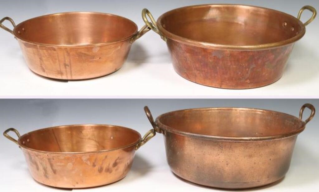 (4) FRENCH GRADUATED DUAL-HANDLED COPPER