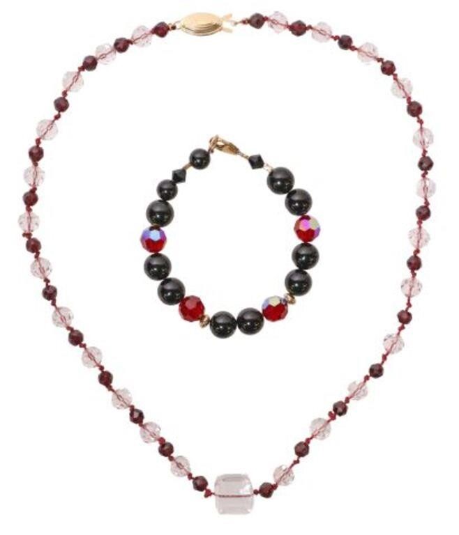 (2) ESTATE CRYSTAL BEADED NECKLACE