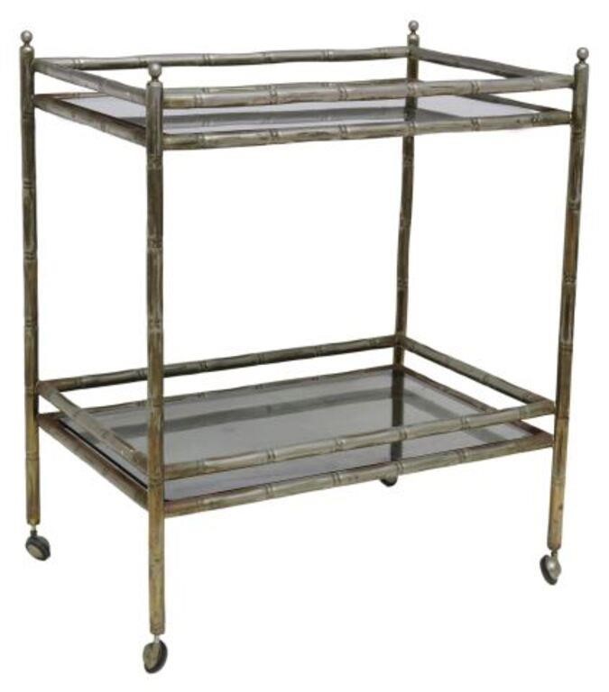 FRENCH SILVER TONE METAL FAUX BAMBOO 2f6136