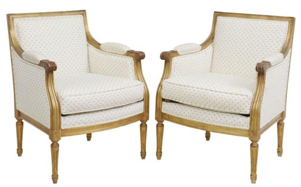 (2) LOUIS XVI STYLE UPHOLSTERED