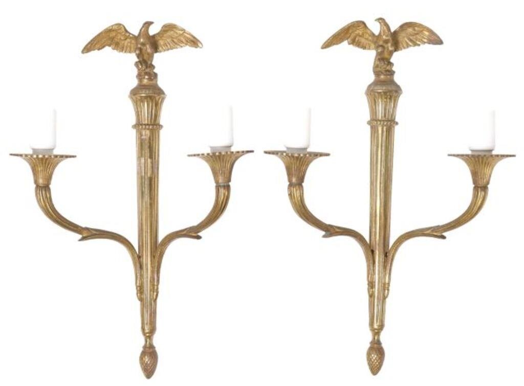 (2) FRENCH EMPIRE STYLE GILT METAL