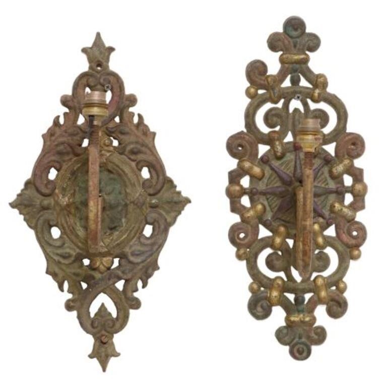 (2) PAINTED CAST IRON 1-LT SCROLLWORK