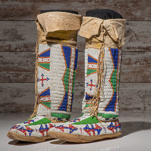 Sioux Beaded Hide Moccasins, with