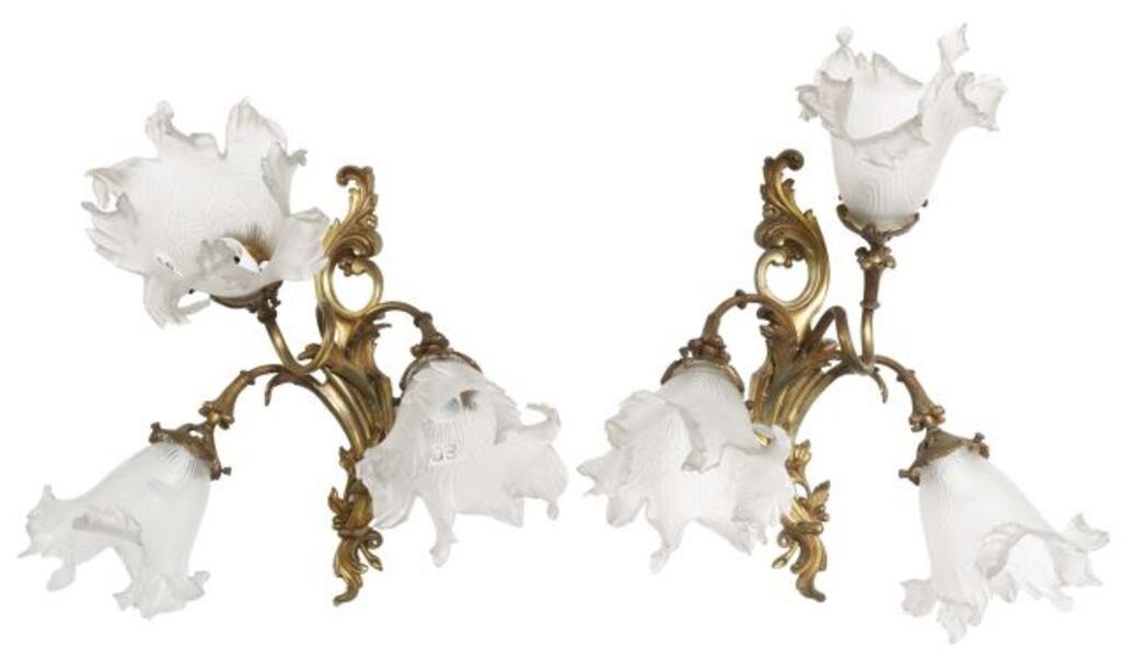 (2) LOUIS XV STYLE GILT METAL &