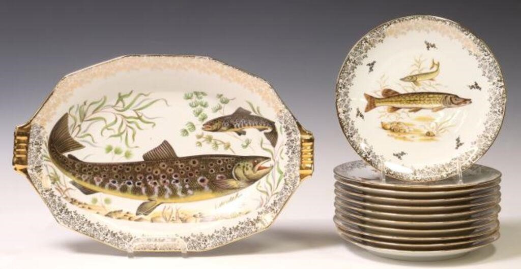  12 FRENCH LIMOGES PORCELAIN FISH 2f62cc