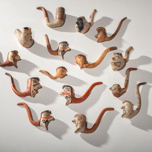 Collection of Pueblo Pottery Pipes
early