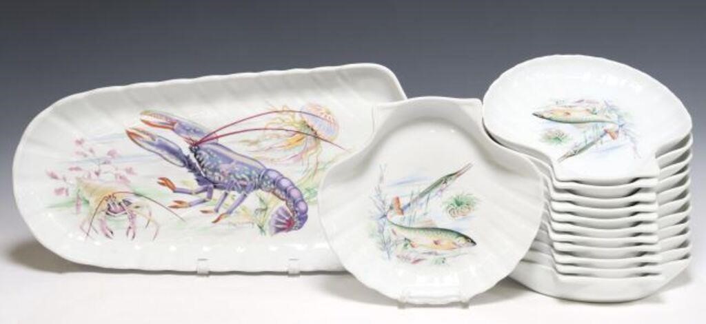  13 FRENCH PORCELAIN FISH SERVICE lot 2f6351
