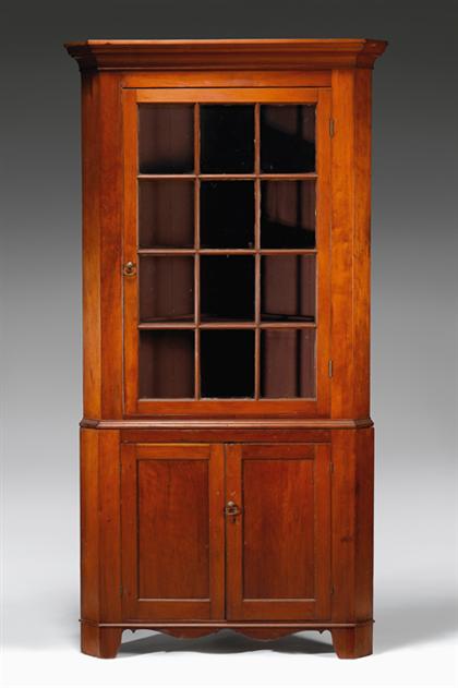 Pine two-part corner cabinet  