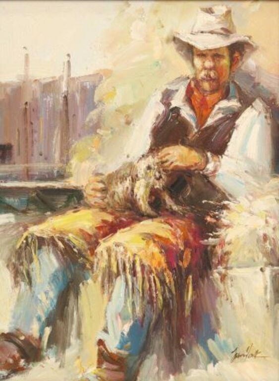 SIGNED WESTERN PAINTING COWBOY