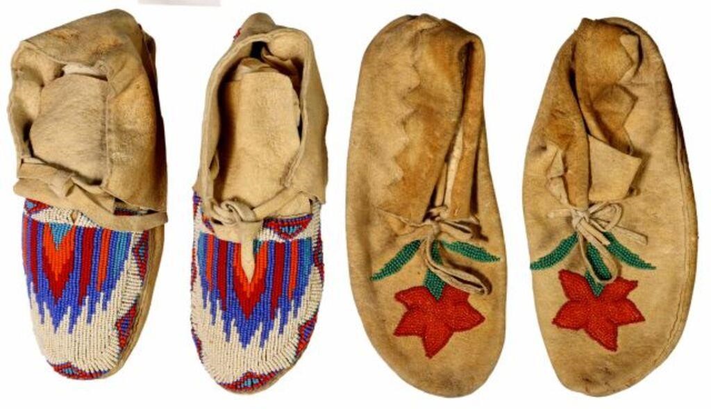 (2 PAIR) NATIVE AMERICAN BEADED MOCCASINS(lot