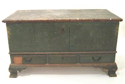 Green-painted blanket chest with