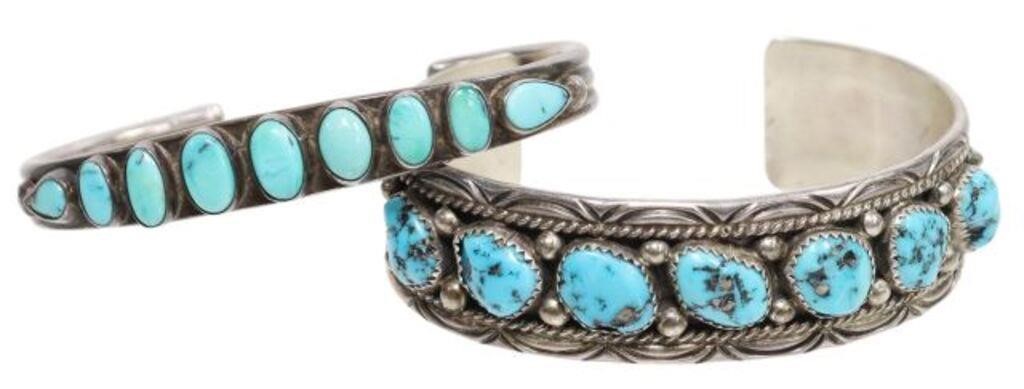  2 NATIVE AMERICAN SILVER TURQUOISE 2f6438