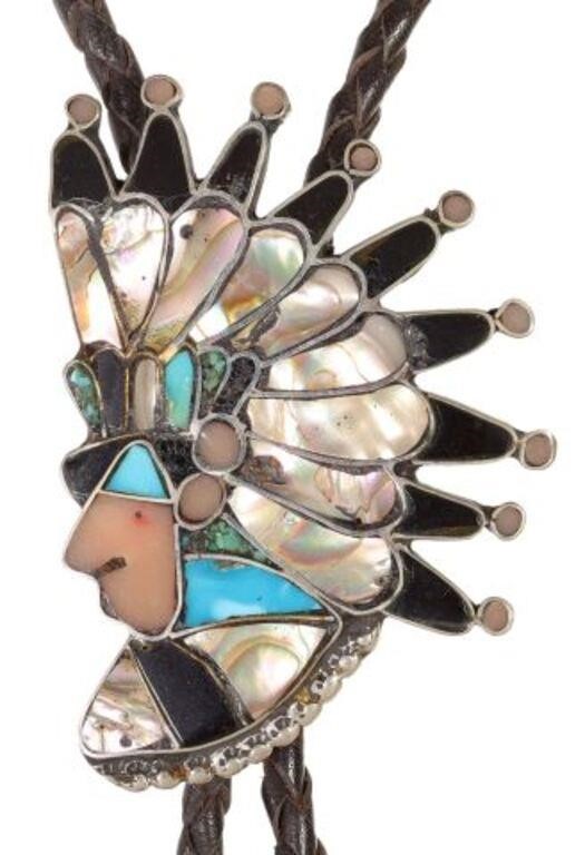 NATIVE AMERICAN ZUNI INLAID INDIAN CHIEF