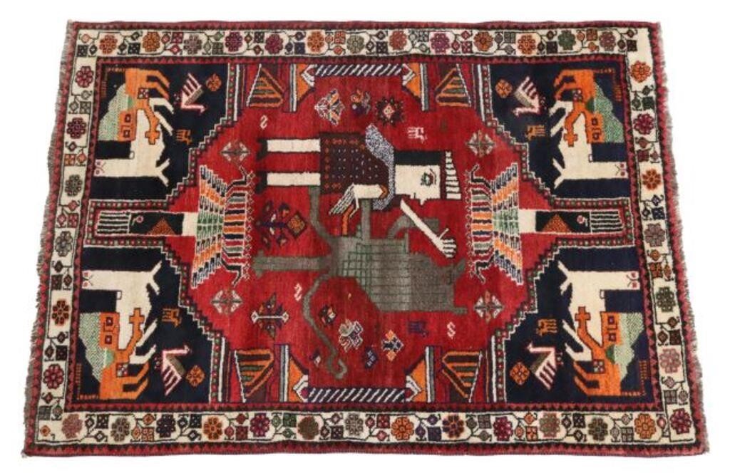 HAND TIED PICTORAL RUG 6 X 4  2f6447