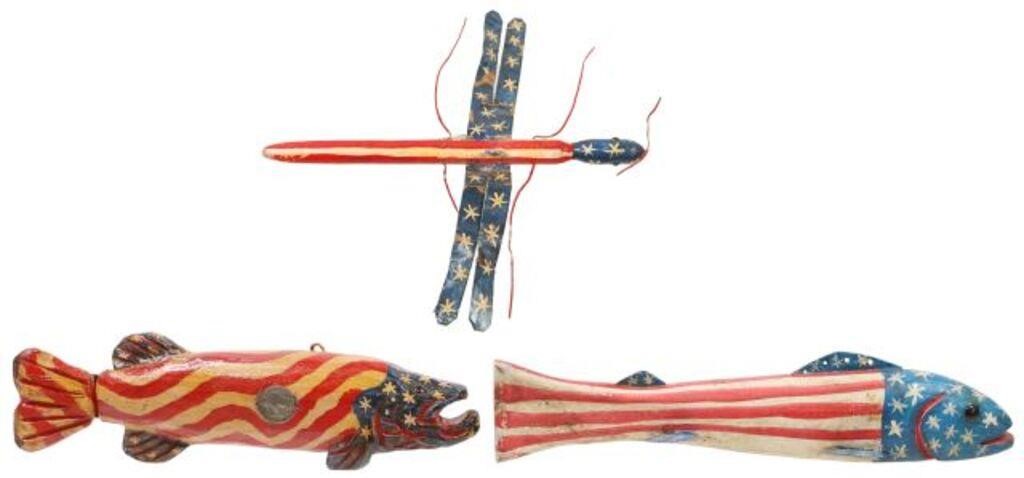 3 DULUTH DFD PATRIOTIC FISH DECOYS 2f6464