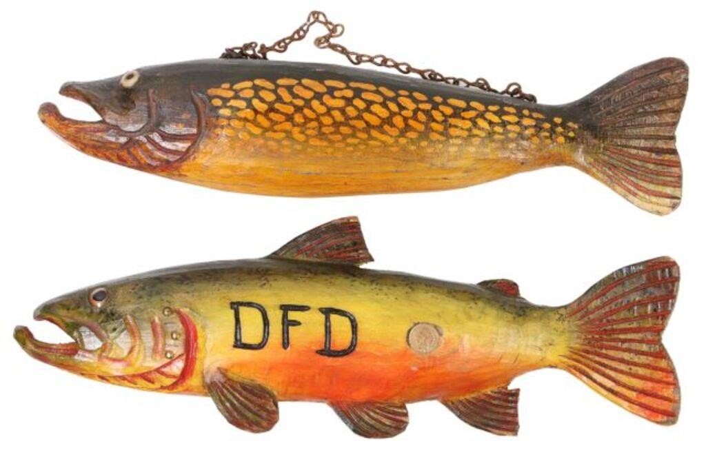 (2) DULUTH DFD CARVED FISH DECOY