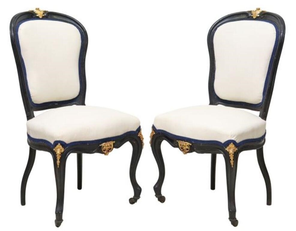  2 LOUIS XV STYLE PAINTED UPHOLSTERED 2f64ad