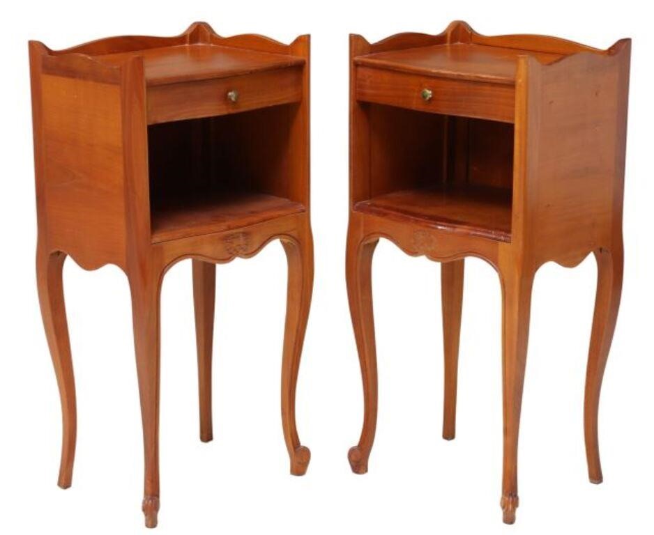  2 LOUIS XV STYLE FRUITWOOD NIGHTSTANDS pair  2f64aa