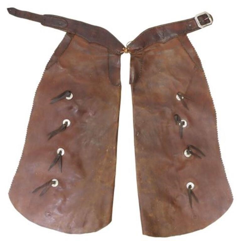 VINTAGE COWBOY LEATHER CHAPS, LONGHORN