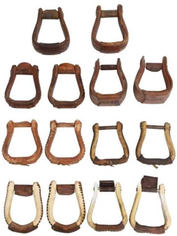 (7 PAIR) WESTERN LEATHER COVERED
