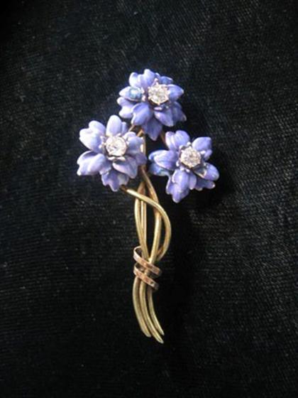 Enamel and diamond posy pin   