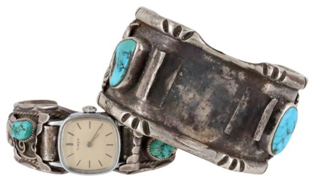 (2) NATIVE AMERICAN SILVER & TURQUOISE