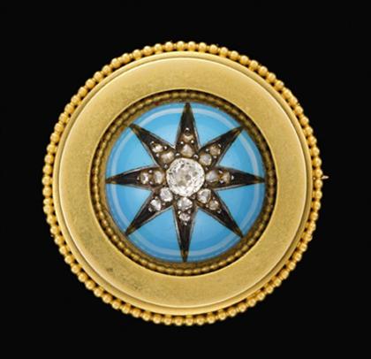 Blue enamel mourning brooch with 4bd64