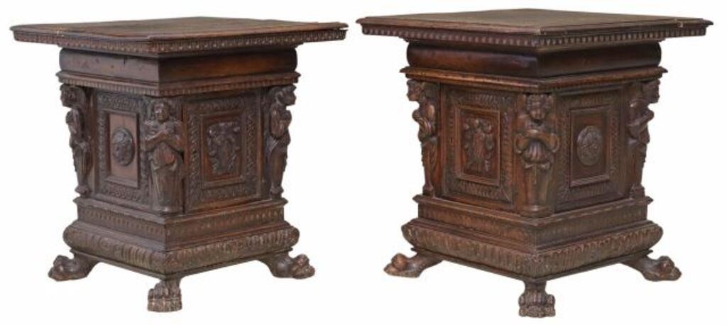 2) RENAISSANCE REVIVAL CARVED WALNUT