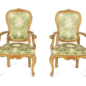 A Pair of Italian Painted and Parcel 2f6639