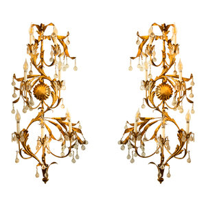 A Pair of Italian Gilt Tole Seven Light 2f664c