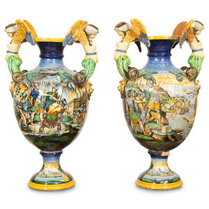 A Pair of Italian Majolica Urns
19th