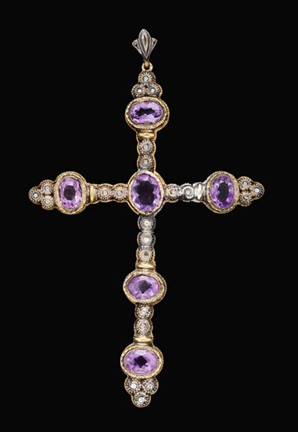 Amethyst and diamond cross    georgian