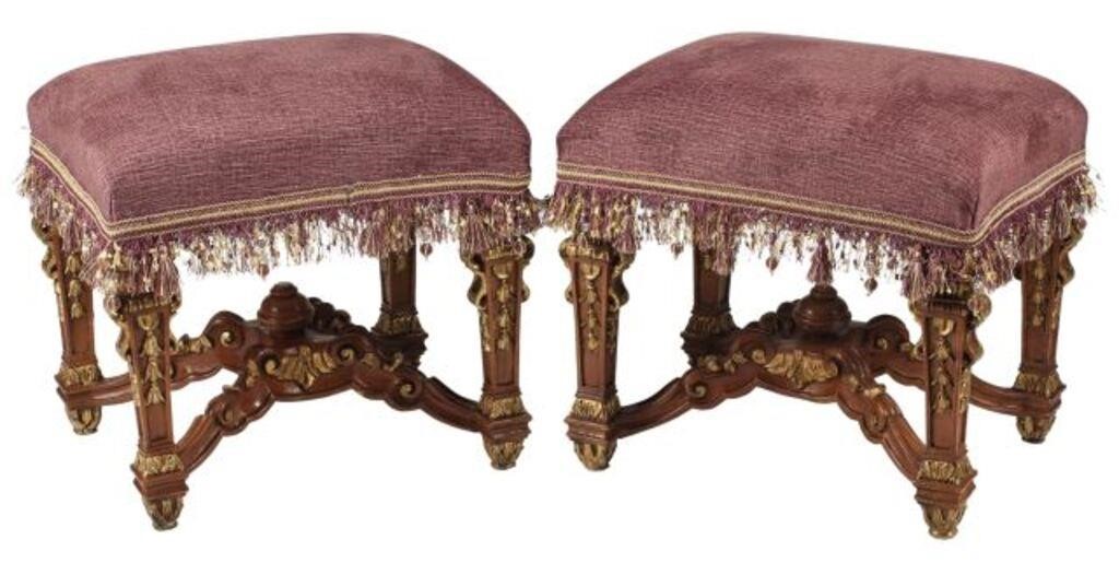 (2) LOUIS XIV STYLE UPHOLSTERED