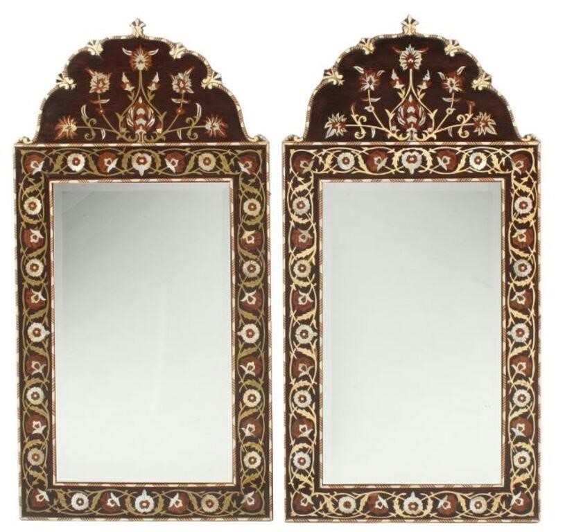  2 IBERIAN INLAID BEVELED MIRRORS pair  2f66c0