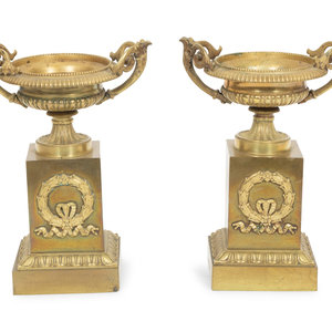 A Pair of Empire Gilt Bronze Urns 2f66c1