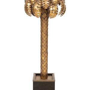 A Brass Palm Tree Floor Lamp by Maison