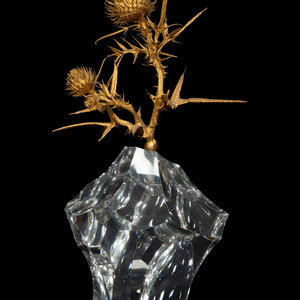 A Steuben Glass and Gold Vermeil Thistle