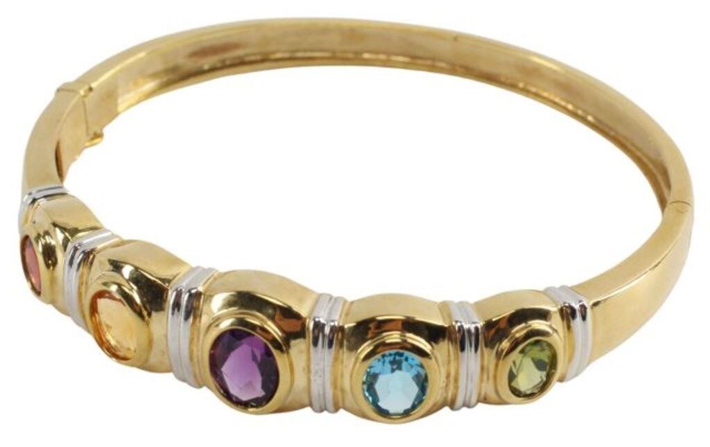 ESTATE 14K GOLD MULTI GEM HINGED 2f6709