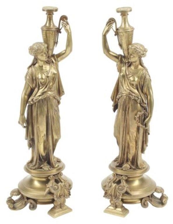  2 NEOCLASSICAL STYLE BRONZE SCULPTURES pair  2f6711