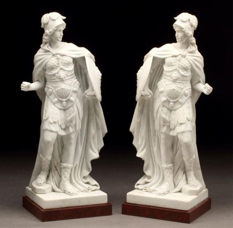 (2) ROMAN STYLE MARBLE FIGURAL