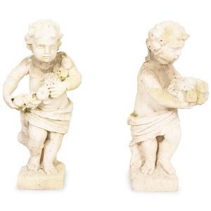 A Pair of Carved Stone Cherubs 19th 2f6737