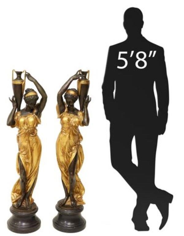  2 PATINATED GILT BRONZE SCULPTURES  2f6758