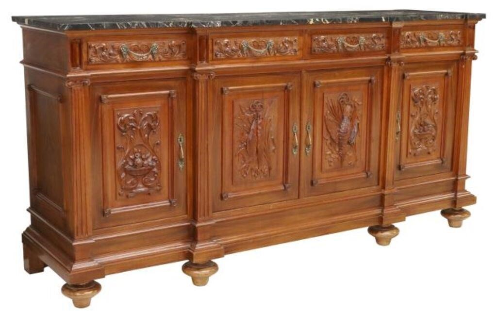 CONTINENTAL CARVED WALNUT MARBLE TOP 2f6763