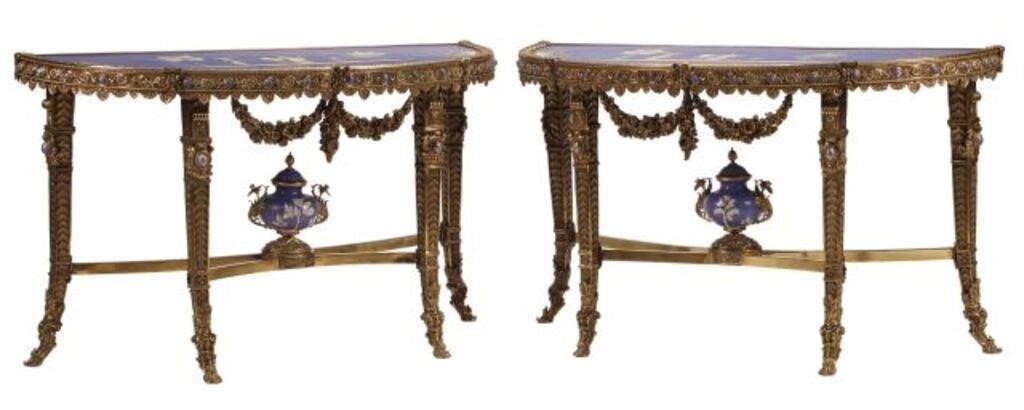  2 PORCELAIN MOUNTED BRONZE CONSOLE 2f6772