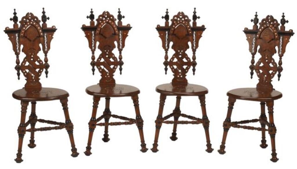  4 IBERIAN STYLE INLAID SIDE CHAIRS lot 2f677e